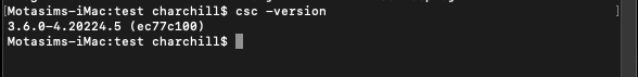 terminal csc -version